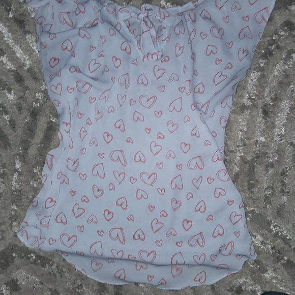 LC Lauren Conrad Tops - Lauren Conrad Light Blue and Hearts Blouse - XS
